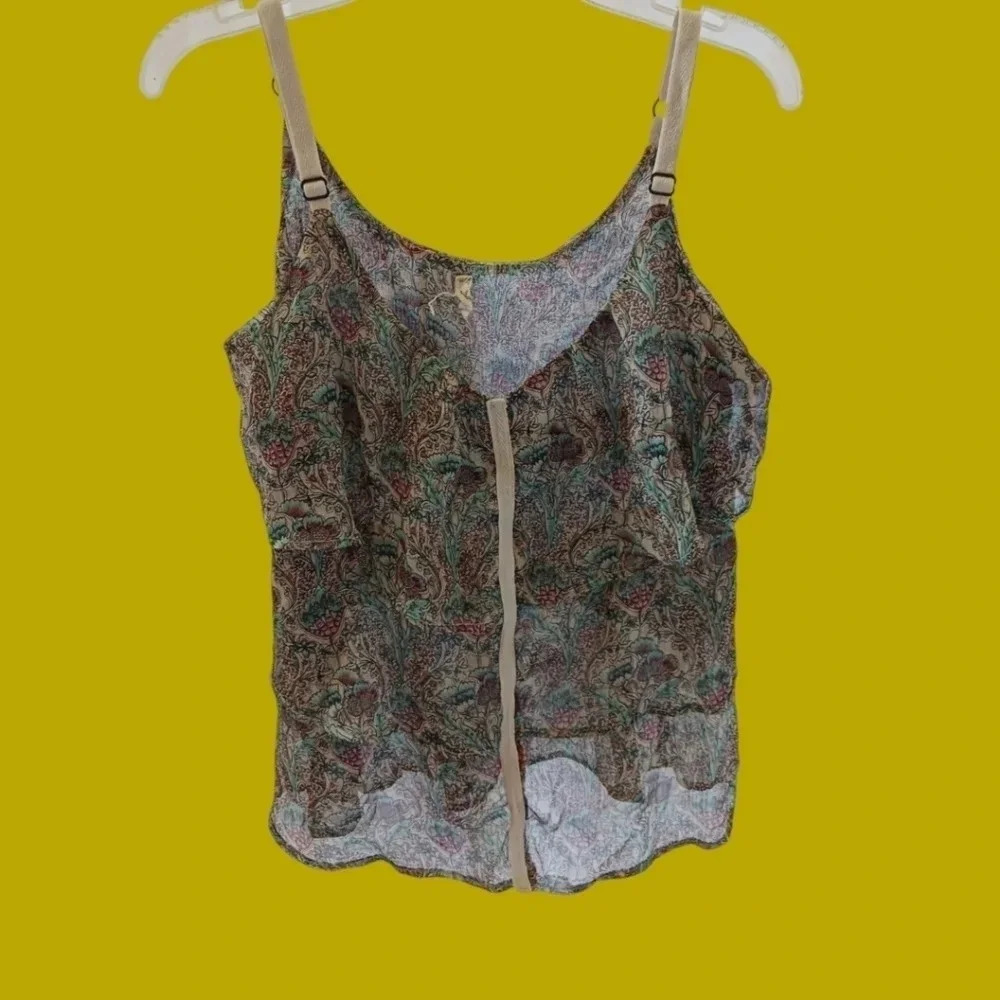 Willow & clay women floral tank top ruffles size small multicolor
